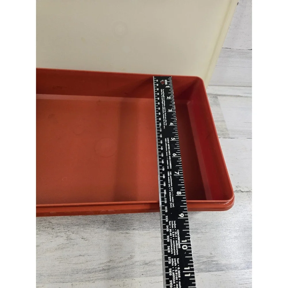 Vintage 70's Tupperware Paprika Rectangular Storage Container Sheer Lid 12x9x2
